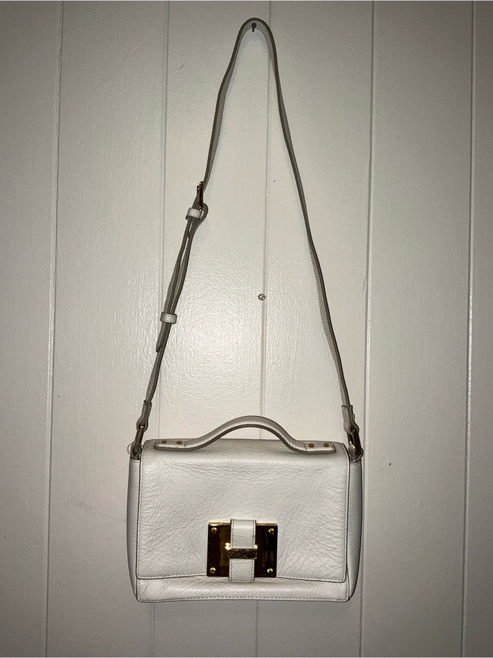 A Rare Leather India Hicks Lady P Ivory White Crossbody Handbag Bag